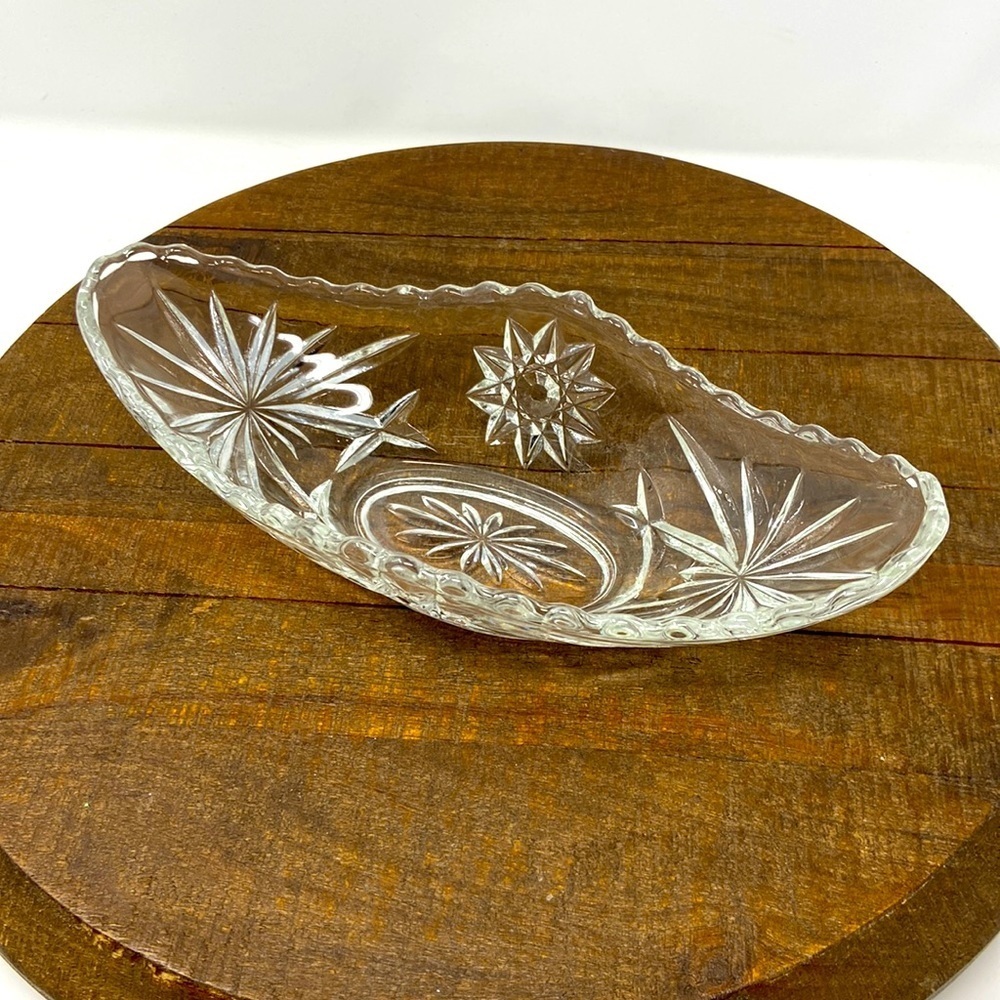 Vintage Anchor Hocking Star of David Clear Precut Glass Early American Dish